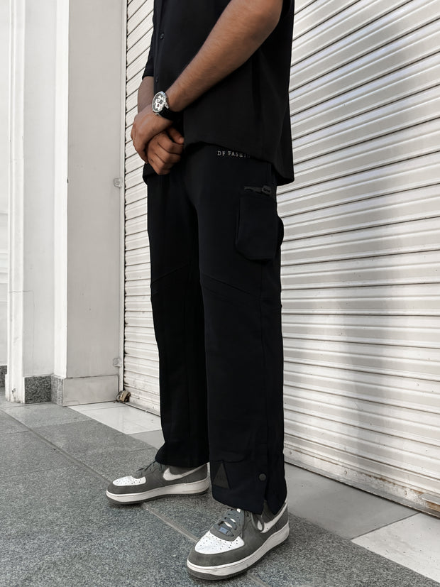 Black Straight loose fit cargo trouser (DFF)