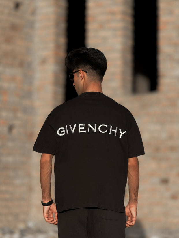 Givenchy Black DROP SHOULDER EMB TEE SHIRT
