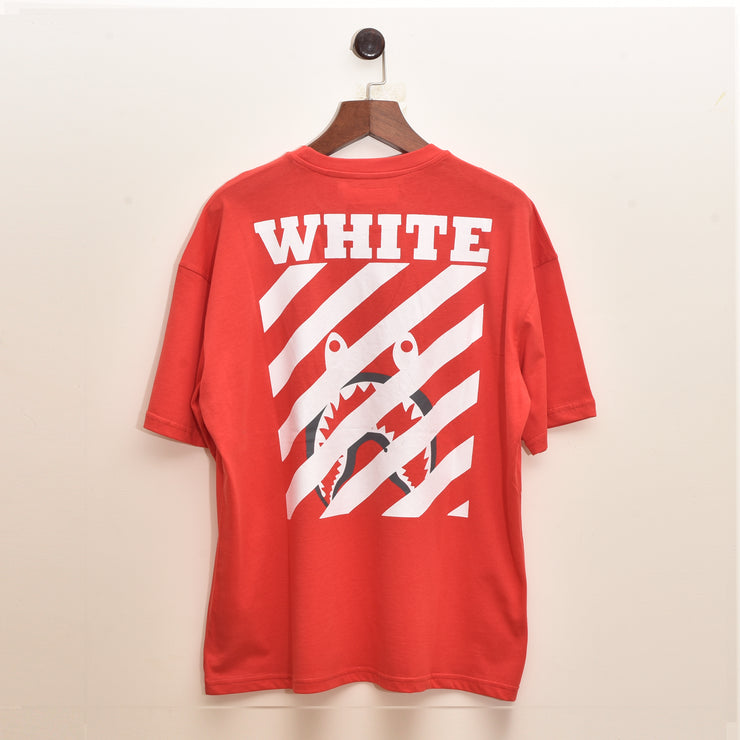 Off-White X BAPE DROP SHOULDER PREMIUM RED TEE SHIRT: The Coolest Collab in Town!