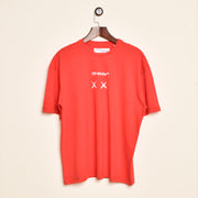 Off-White Premium Red Tee: A Bold Twist with Drop Shoulder Style