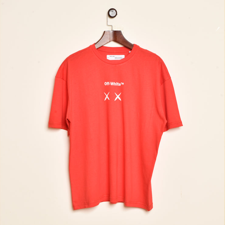 Off-White Premium Red Tee: A Bold Twist with Drop Shoulder Style