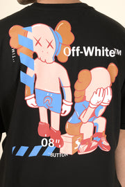 Urban Fusion: OFF WHITE X KAWS TEE BLACK with Drop Shoulder Styling
