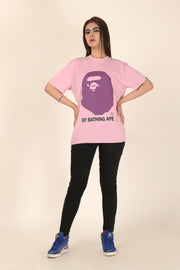BAPE Classic Logo Tee in Soft Pink: A Perfect Regular Fit for Her.