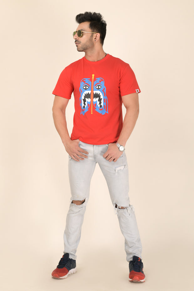 Unleash Your Inner Shark: BAPE x Blue Shark Red Premium Tee in a Perfectly Regular Fit